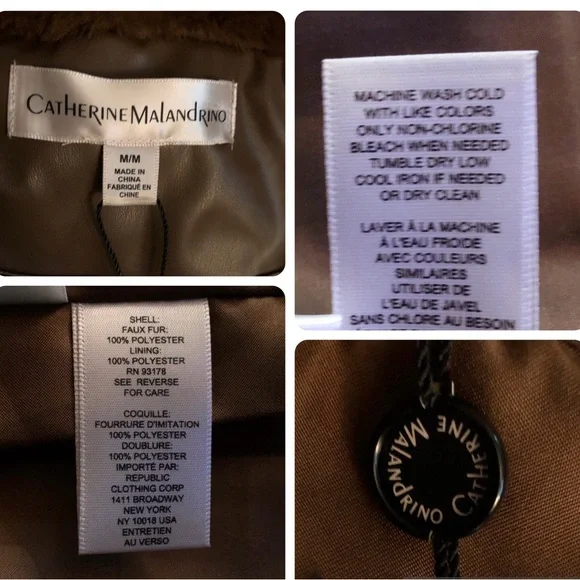 Catherine Malandrino brown faux fur vest features - Picture 11 of 14